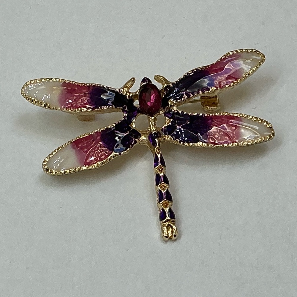 Pink and Purple Dragonfly Brooch - Picture 3 of 6